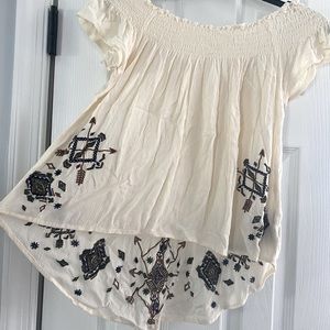 Pacsun embroidered off the shoulder top